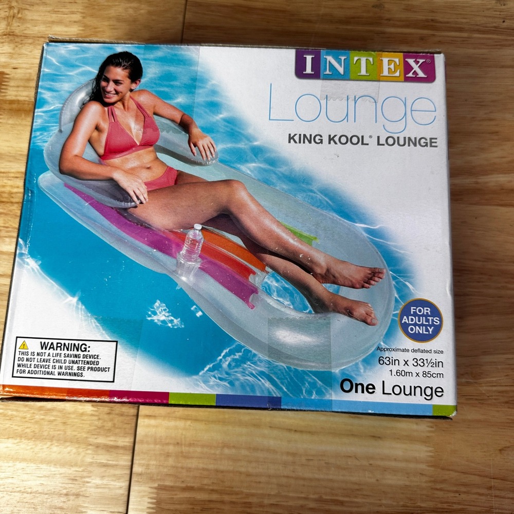 Intex King Kool Lounge Inflatable Pool Float Clear Rainbow 58802EP Adult Size